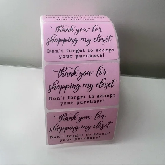 Thank You for shopping my closet  2" Stickers labels (100 roll ) NWT - Picture 5 of 7